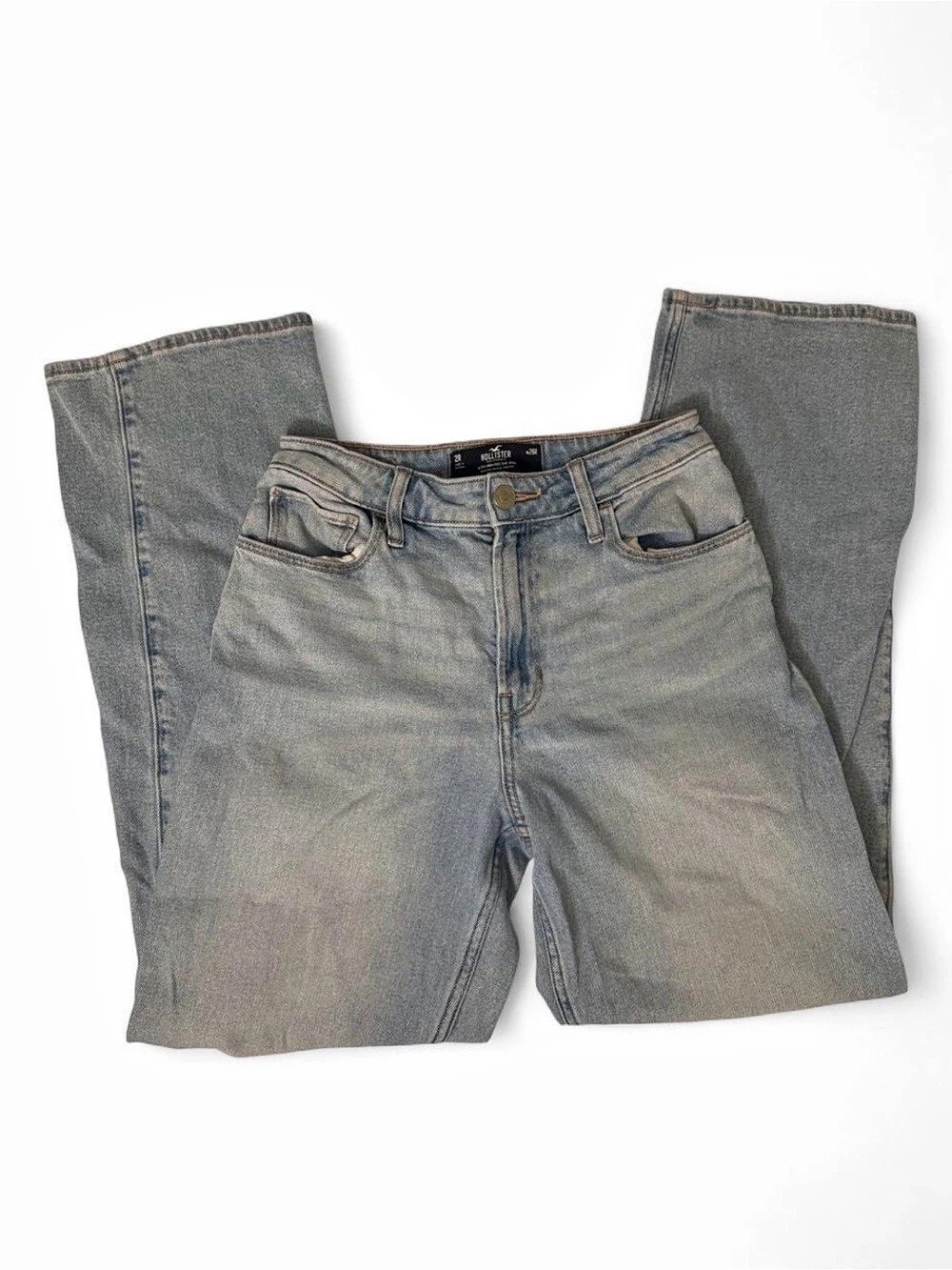 Hollister Ultra High-Rise Dad Jean Straight Leg Jeans Waist 20 Gray